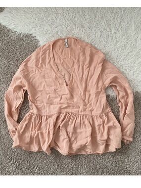 Zara Peplum V Neck Top